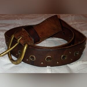 FOSSIL - Leather Belt with Brass Buckle - 41" long
